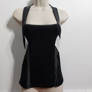 PH8 Black Gray White Mesh Insert Athletic Halter Racerback Tank Top Size XS